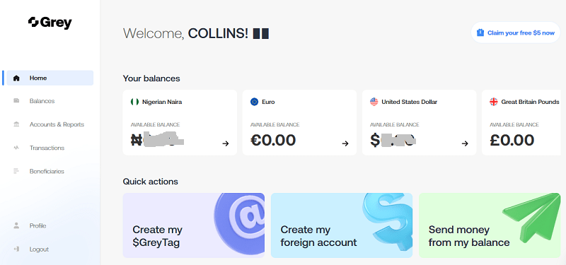 (GREY) Receive and Send Dollars in Nigeria & other African Countries